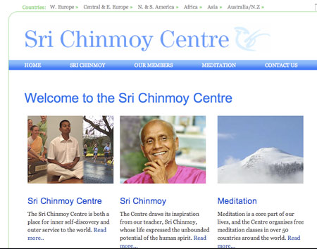 screenshot www.srichinmoycentre.org
